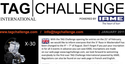 Il campionato TAG Challenge by IAME cambia data