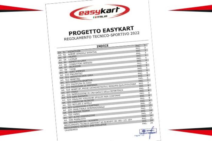 Easykart announces the publication of the regulations for the 2022 Easykart season, approved by ACI Sport
